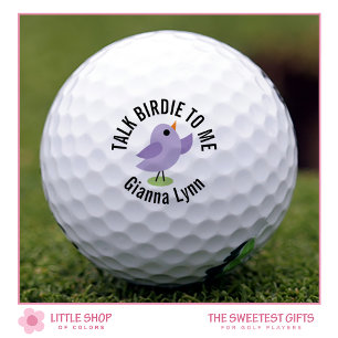 Balles De Golf Oiseau mignon sur la mise en vert Monogrammé
