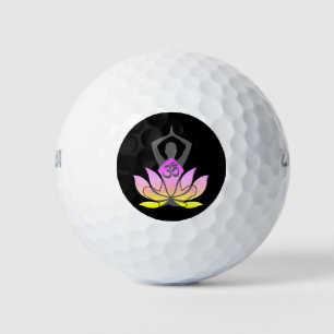 Balles De Golf OM Namaste Spirituelle Lotus Fleur Yoga Pose