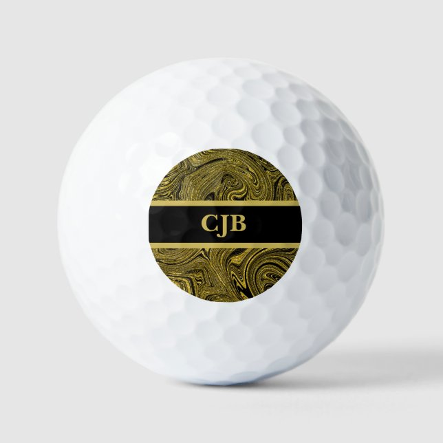 Balles De Golf Or noir marbré (Recto)