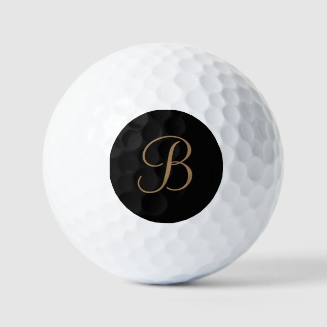 Balles De Golf Or noir Nom et monogramme personnalisés (Recto)