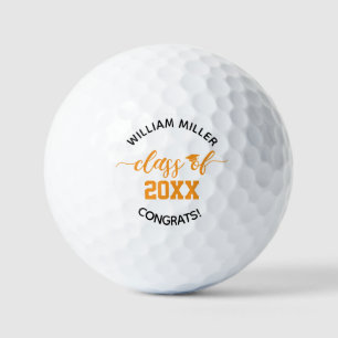Balles De Golf Orange Class of 2025 Graduation Custom Name & Text