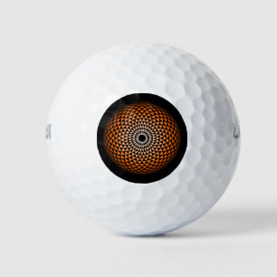 Balles De Golf Orange Noir Spirituel Mandala