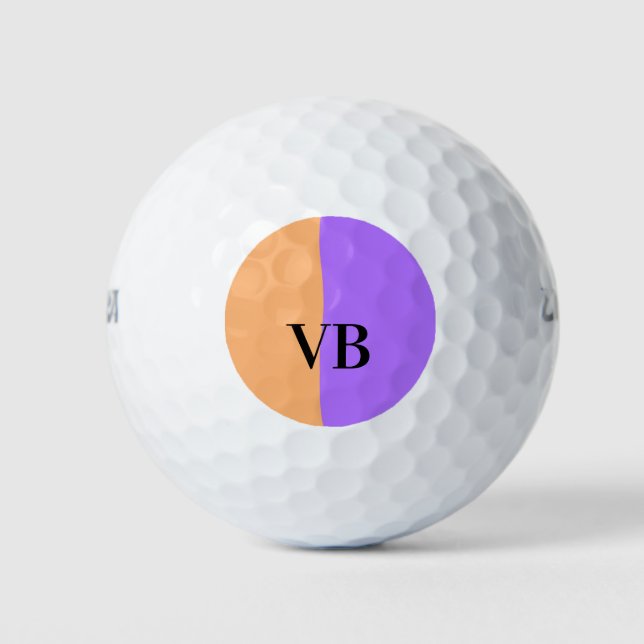 Balles De Golf Orange violet solide ajouter nom lettre monogramme (Devant)