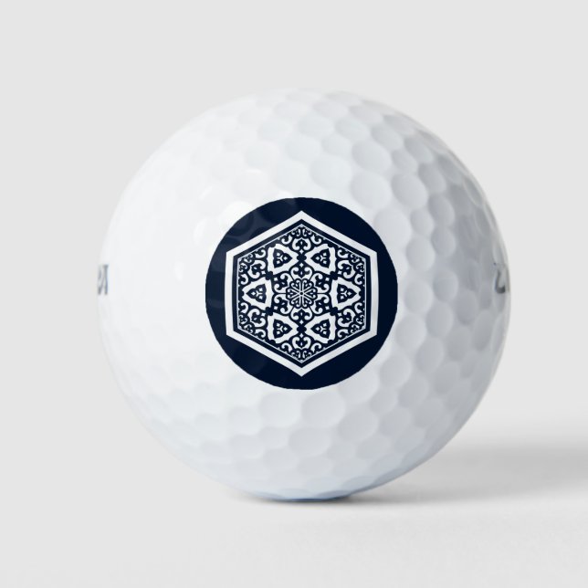 Balles De Golf Oriental Bleu Blanc Ottoman Tracery Art (Devant)