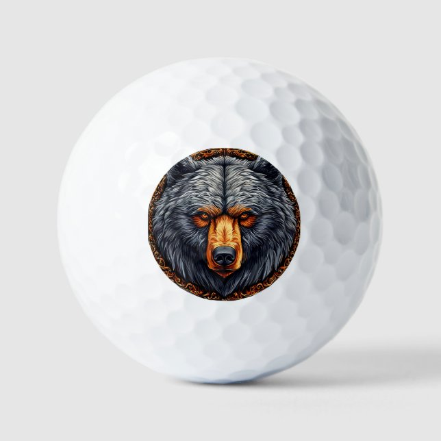Balles De Golf Ours à la décoration florale ornée (Recto)