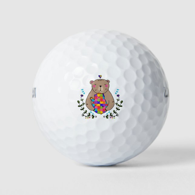 Balles De Golf ours autiste floral (Devant)