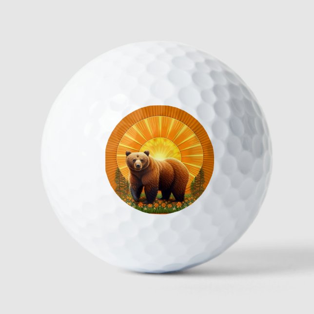 Balles De Golf Ours brun majestueux  (Recto)