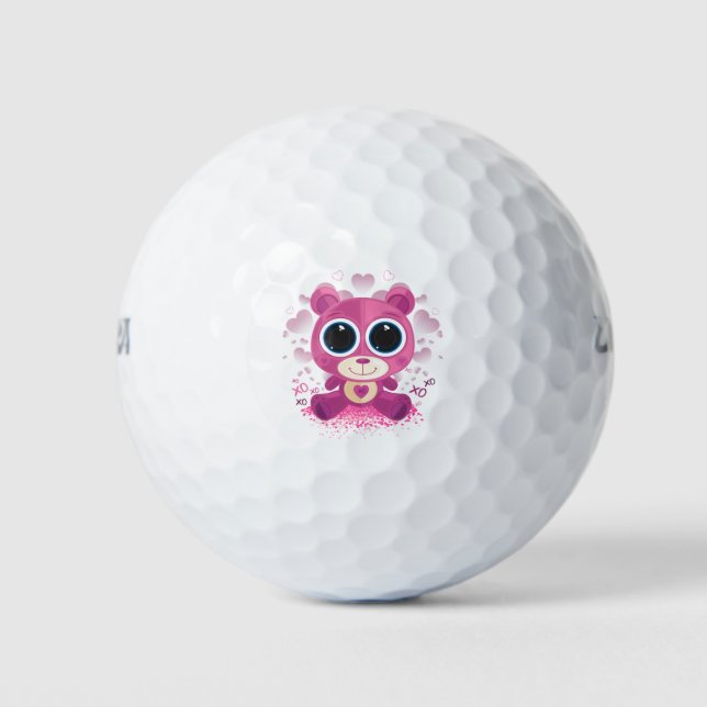 Balles De Golf Ours en peluche de la Saint-Valentin (Devant)