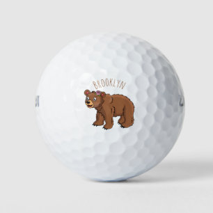 Balles De Golf Ours mignon avec dessin animé sur les fleurs