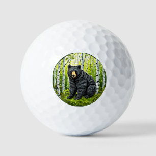 Balles De Golf Ours noir dans une forêt de bouleaux