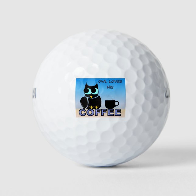 Balles De Golf Owl adore son café (Devant)