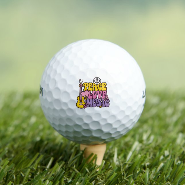 Balles de golf Paix, Amour et Musique (T-shirt Insitu)