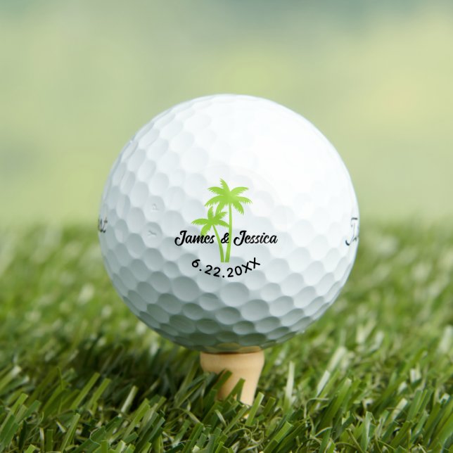 Balles De Golf Palm Tree Nom et Date Modèle Mariage Favoriser (T-shirt Insitu)