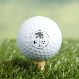 Balles De Golf Palmier noir et blanc Monogramme de palmier