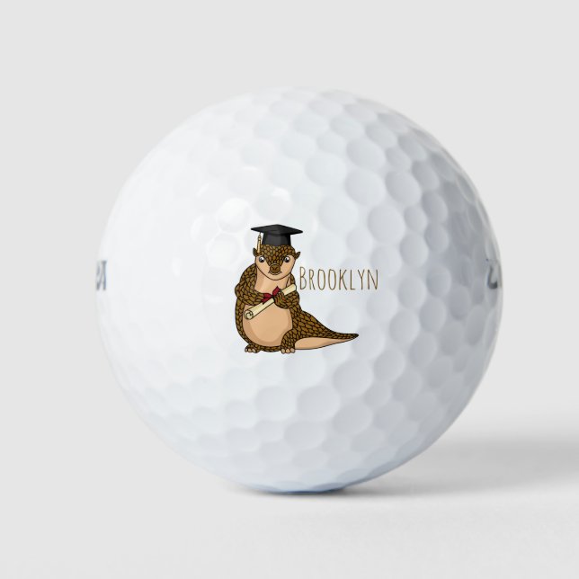 Balles De Golf Pangolin mignon diplômé dessin animé (Devant)