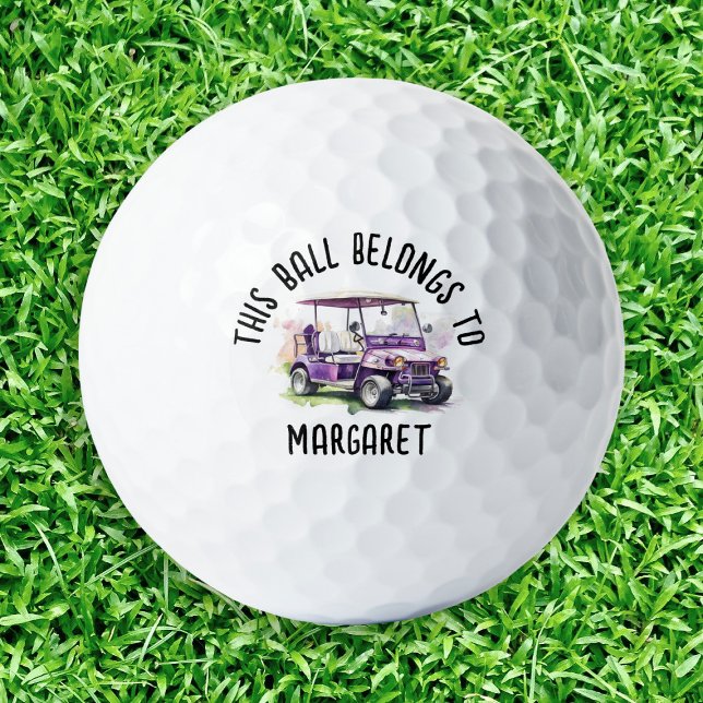Balles De Golf Panier de golf personnalisé violet aquarelle (Créateur téléchargé)