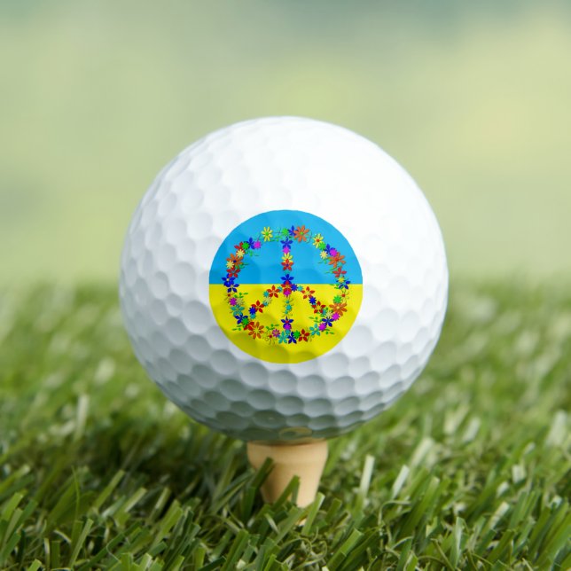 Balles De Golf Panneau de paix avec fleurs, drapeau ukrainien (T-shirt Insitu)