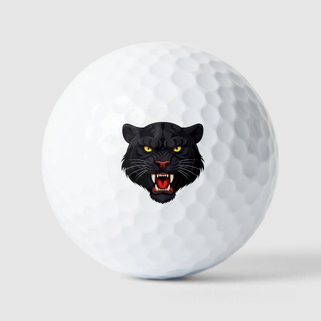 Balles De Golf Panthère noire agressive aux yeux rouges (Recto)