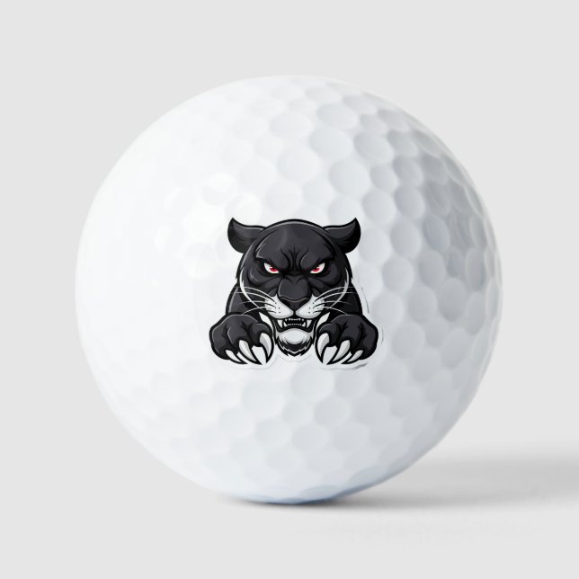 Balles De Golf Panthère noire agressive aux yeux rouges (Recto)