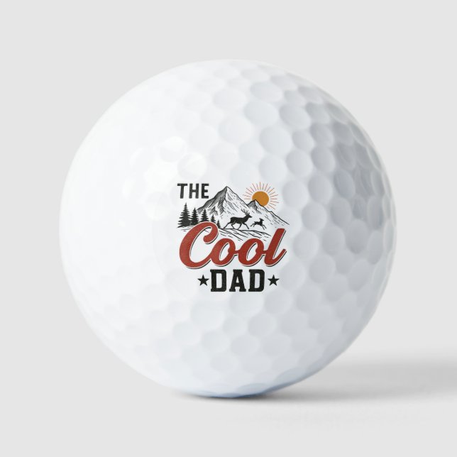 Balles De Golf Papa Cool - Rustic Mountain et Deer Design (Recto)