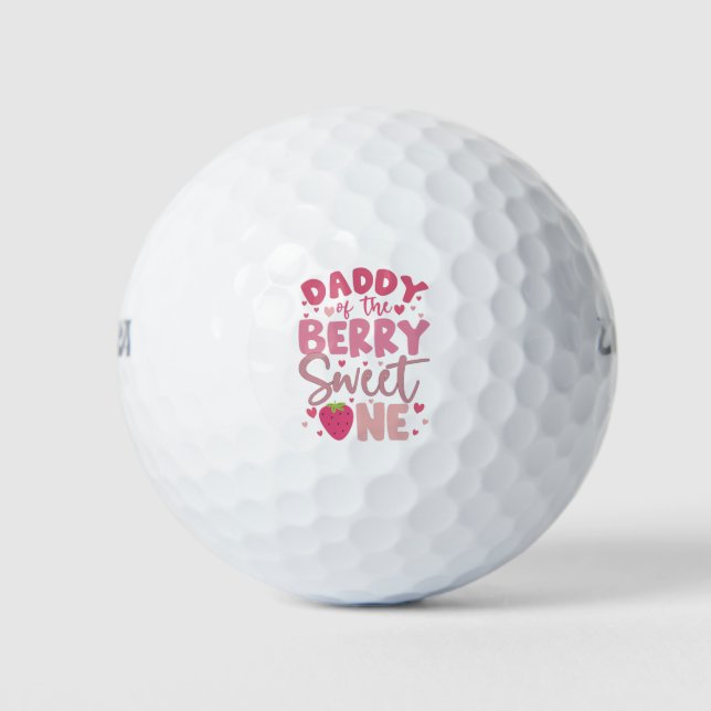 Balles De Golf Papa de la douce fraise d'anniversaire (Devant)