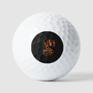 Balles De Golf Papa guerrier Lion Drapeau américain Guitare