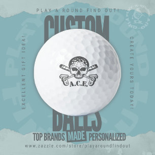 Balles De Golf Papa Irrévérencieux Initiales Crâne Clubs Croisés