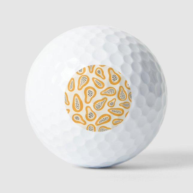 Balles De Golf Papaya Tropicale : Grunge, Main Dessinée. (Recto)