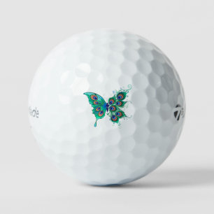 Balles De Golf Papillon aux plumes de paon vert