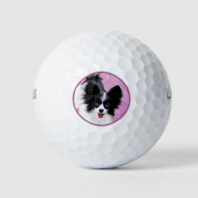 Balles De Golf Papillon (blanc et noir) Peinture - Chien Art (Devant)