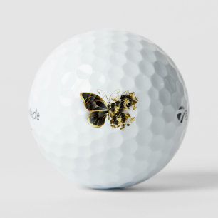 Balles De Golf Papillon fleur d'or avec orchidée noire
