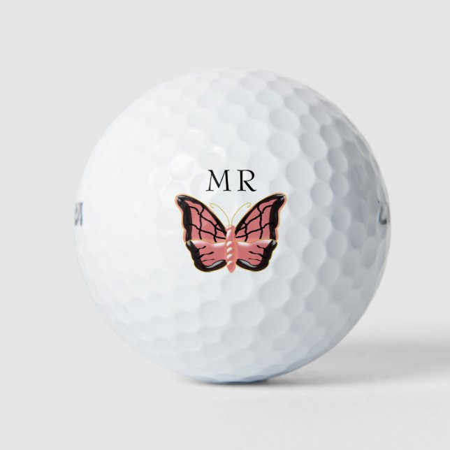 Balles De Golf Papillon rose Monogramme (Devant)