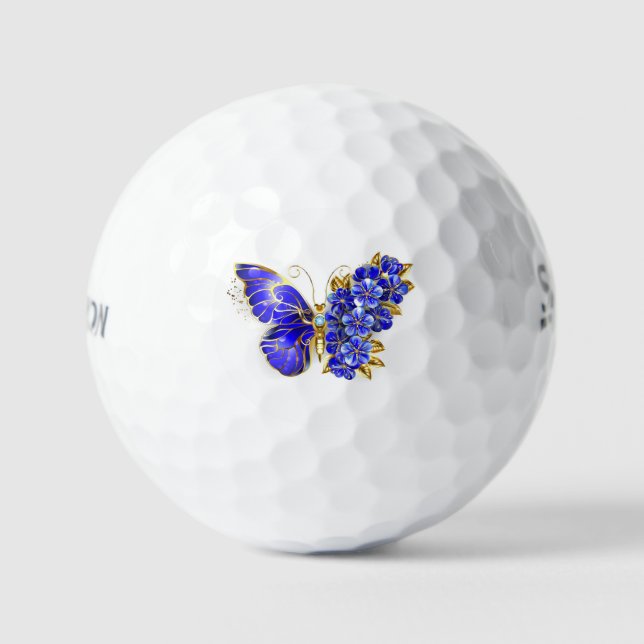 Balles De Golf Papillon saphir à fleurs (Recto)