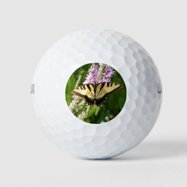 Balles De Golf Papillon Swallowtail sur Fleurs sauvages pourpres (Devant)