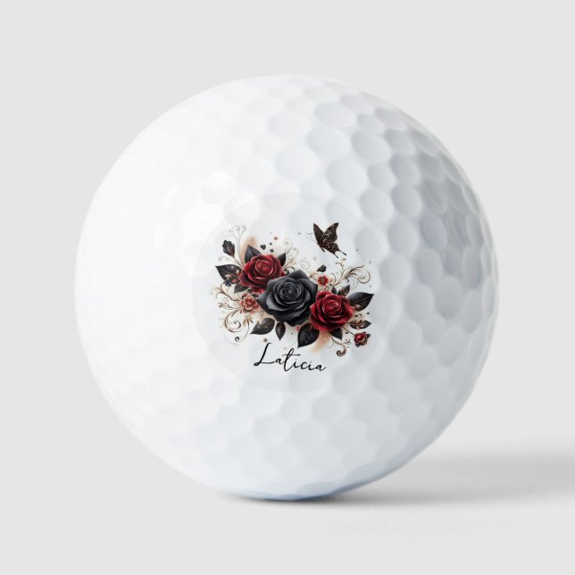 Balles De Golf Papillons et Roses (Recto)