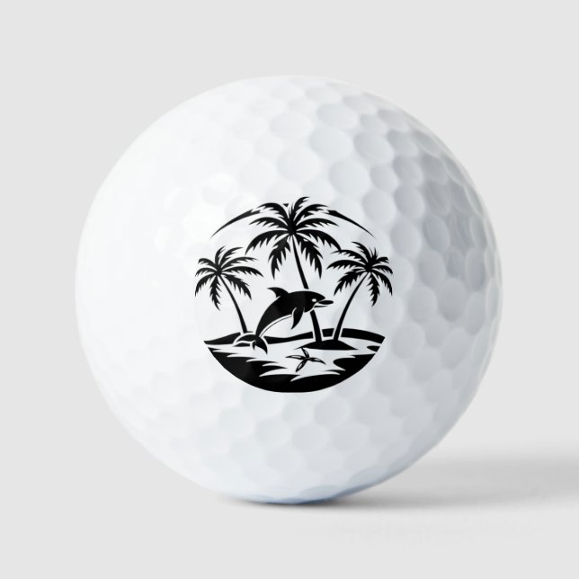 Balles De Golf Paradis du dauphin tropical (Recto)