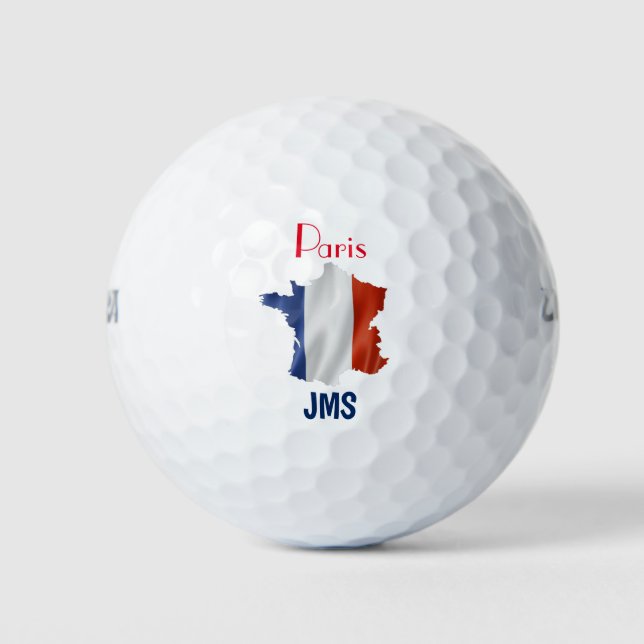 Balles De Golf Paris France Carte Drapeau Monogrammes Initiales (Devant)