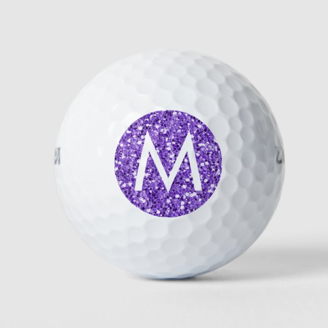 Balles De Golf Parties scintillant pourpre Moderne Simple Monogra (Devant)