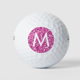 Balles De Golf Parties scintillant rose vif Monogramme moderne in