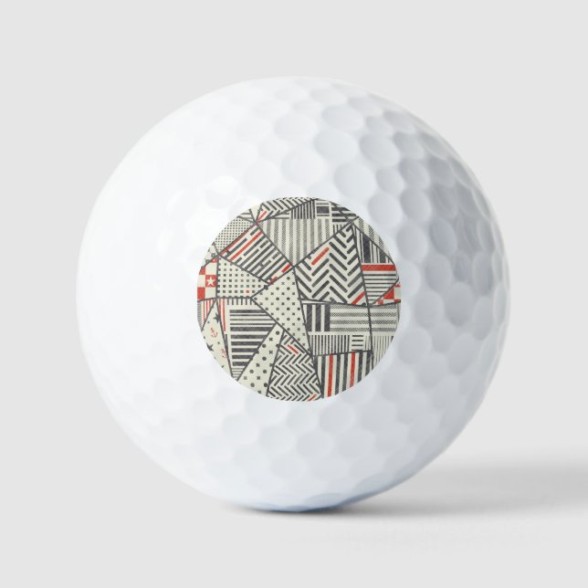 Balles De Golf Patchwork rétro : Conception géométrique Abstraite (Recto)