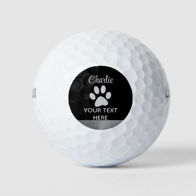 Balles De Golf Paw Chien Argent sur arrière - plan noir (Devant)