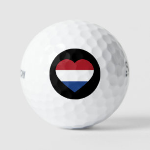Balles De Golf Pays-Bas Heartflag sur Black ssf gbcnt