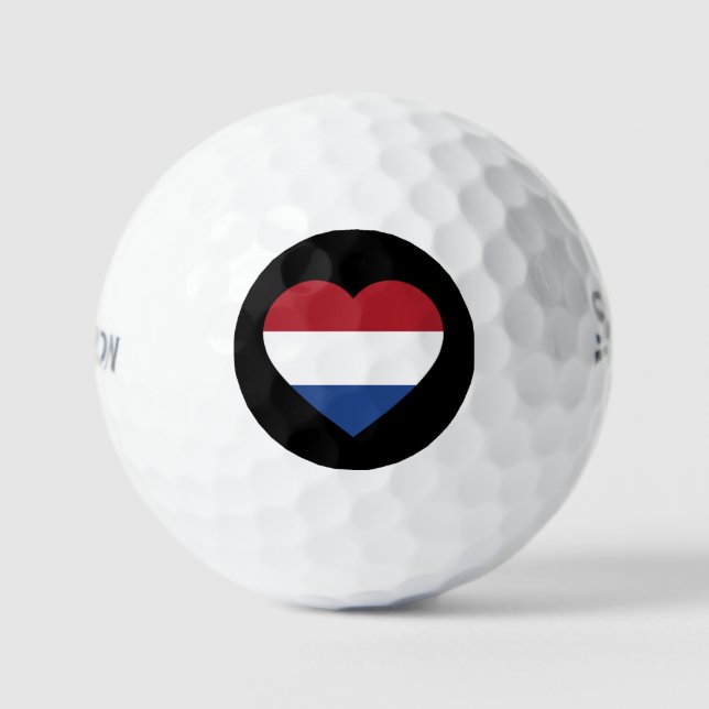 Balles De Golf Pays-Bas Heartflag sur Black ssf gbcnt (Recto)