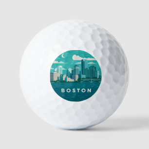 Balles De Golf Paysage nocturne de la ville du Massachusetts Vi
