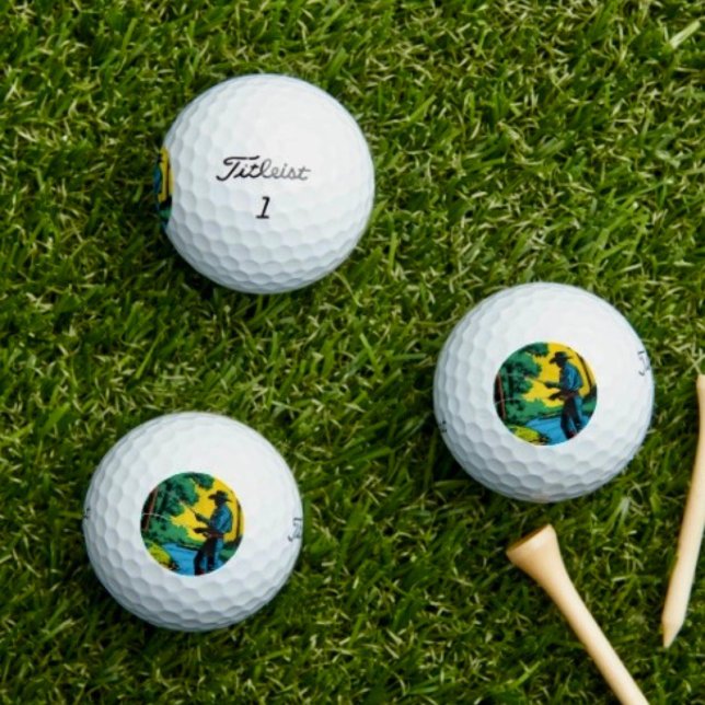 Balles De Golf Pêcheur sur la rive  (Fisherman on Riverbank Golf Balls Golfer Gift Set Mens Sports Novelty Gear)