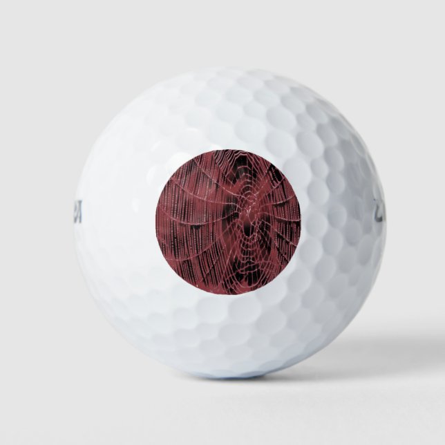 Balles De Golf Peinture Abstraite D'Un Cobweb Magenta Rose (Devant)