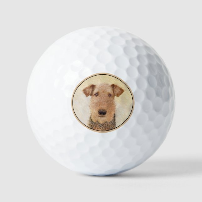 Balles De Golf Peinture Airedale Terrier - Cute Original Art (Recto)