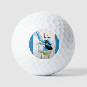 Balles De Golf Peinture aquarelle Troglodyte bleu Oiseaux austral