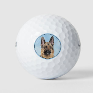 Balles De Golf Peinture berger allemande - jolie art original chi