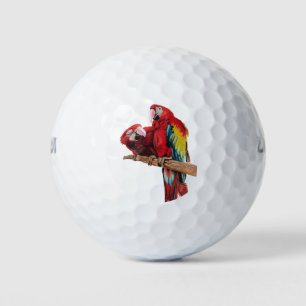 Balles De Golf Peinture couleur rouge Macaw Aquarelle